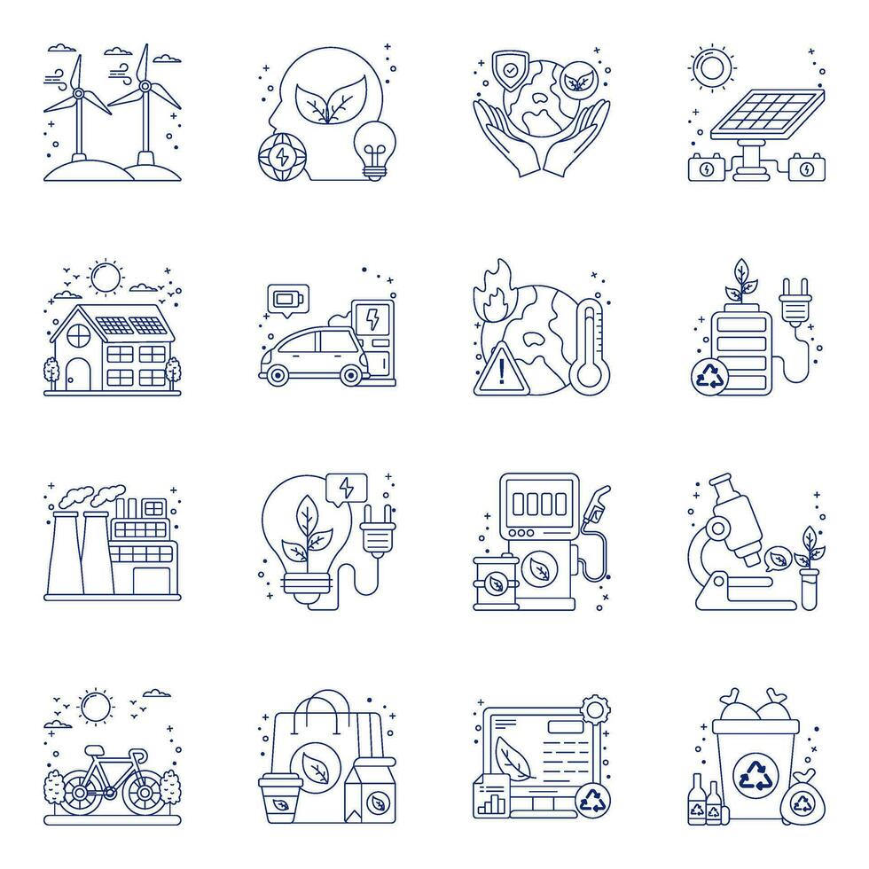Pack of Ecology Linear Icons vector