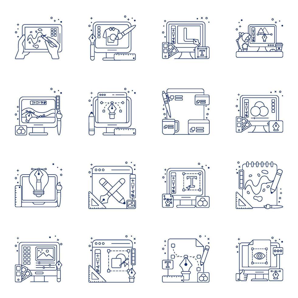 Pack of Graphic Designing Linear Icons vector