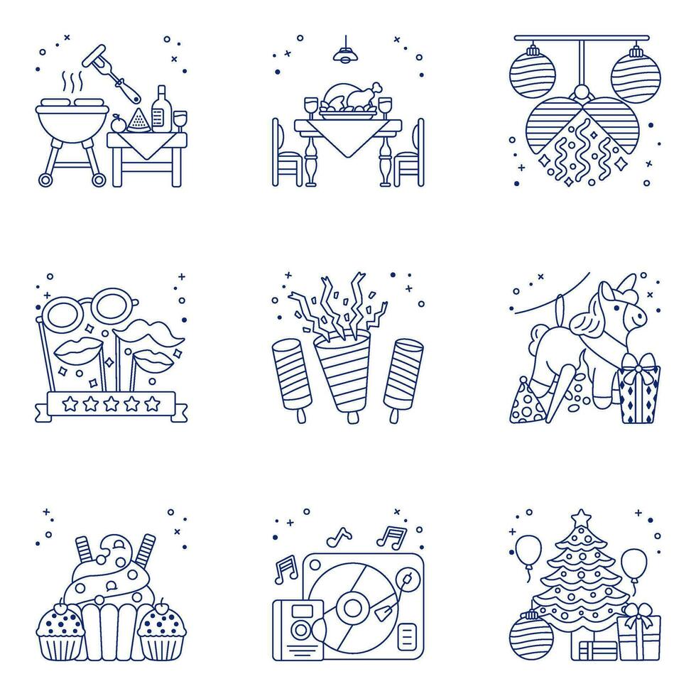 Pack of Party Celebration Linear Icons vector