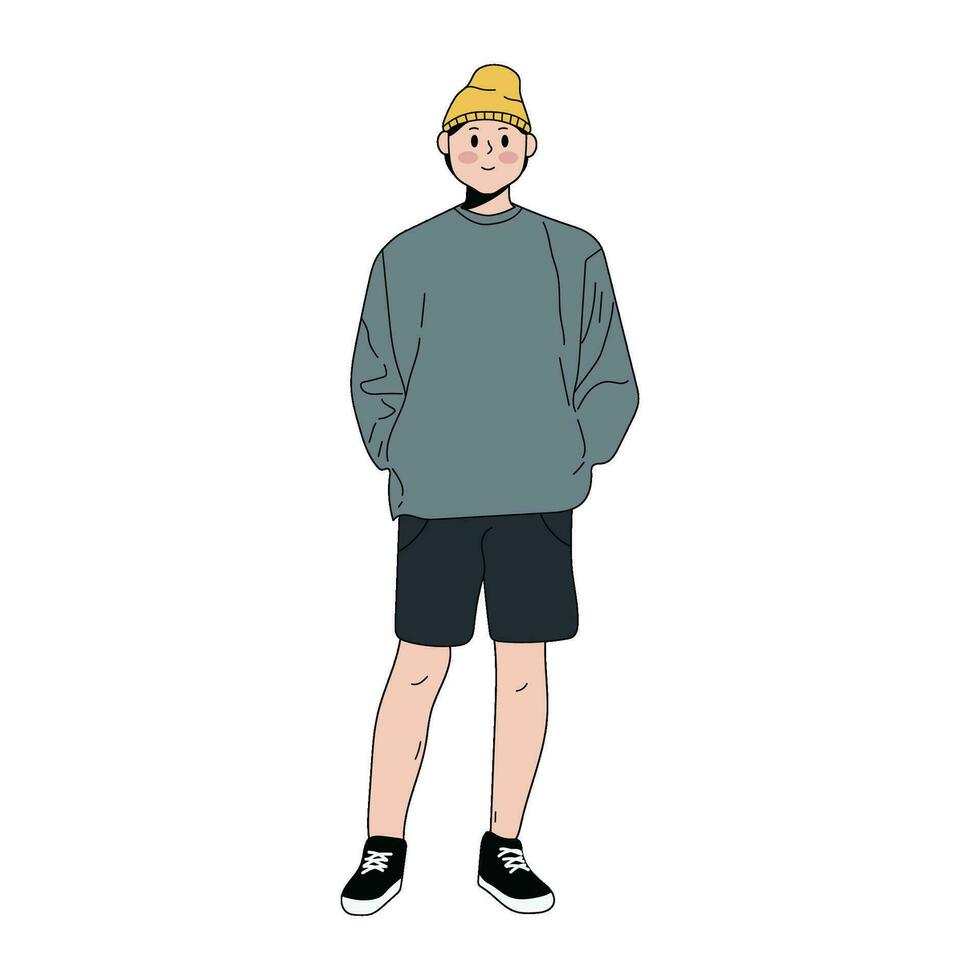 Hand Drawn Old Korean Character Illustration vector