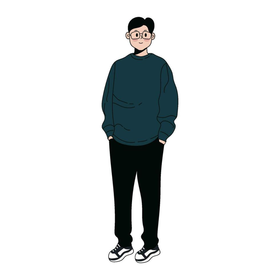 Hand Drawn Old Korean Character Illustration vector