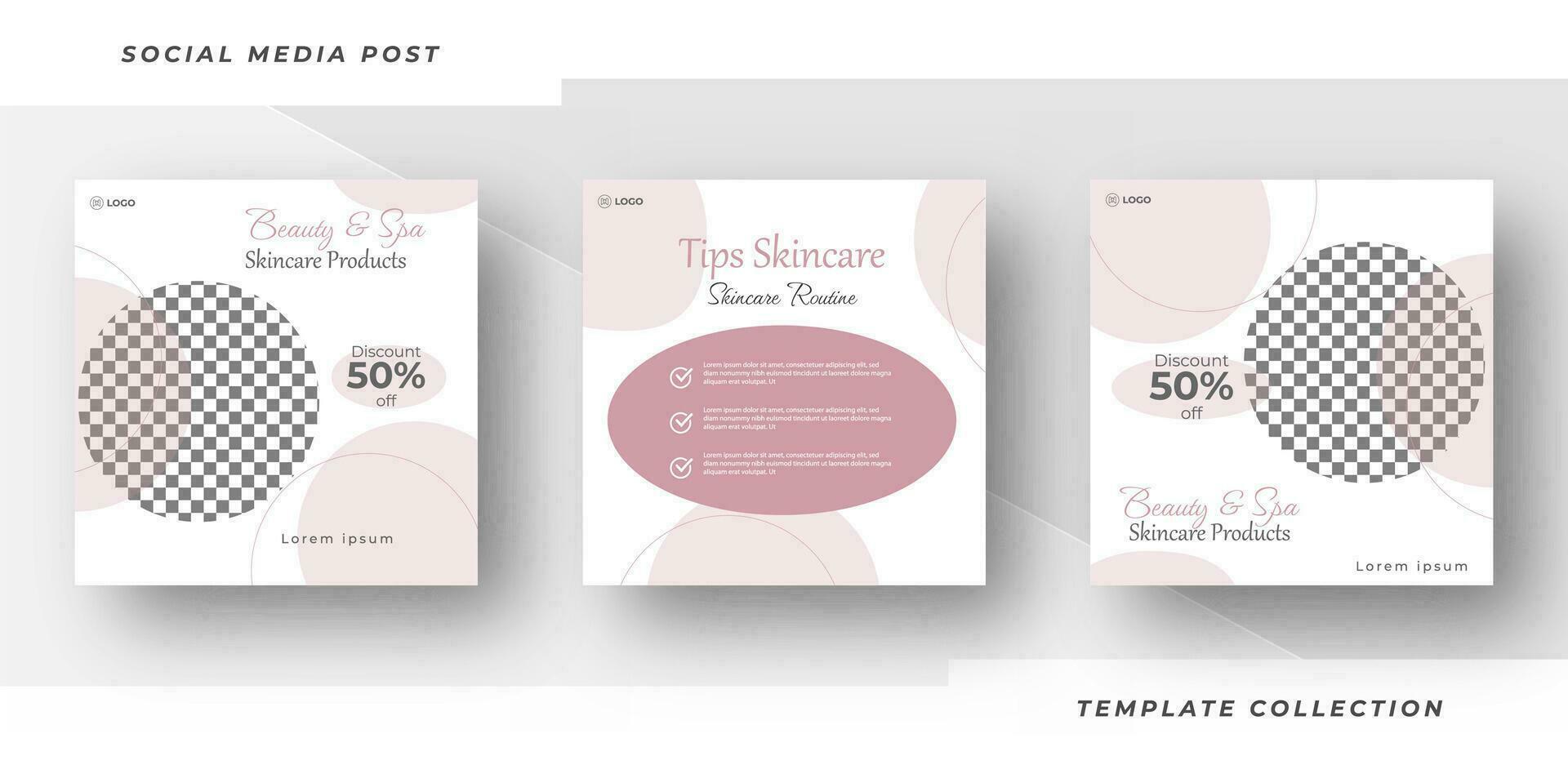 Beauty and spa skincare Makeup Salon square banner collection Square Flyer Template Design. Pro Vector