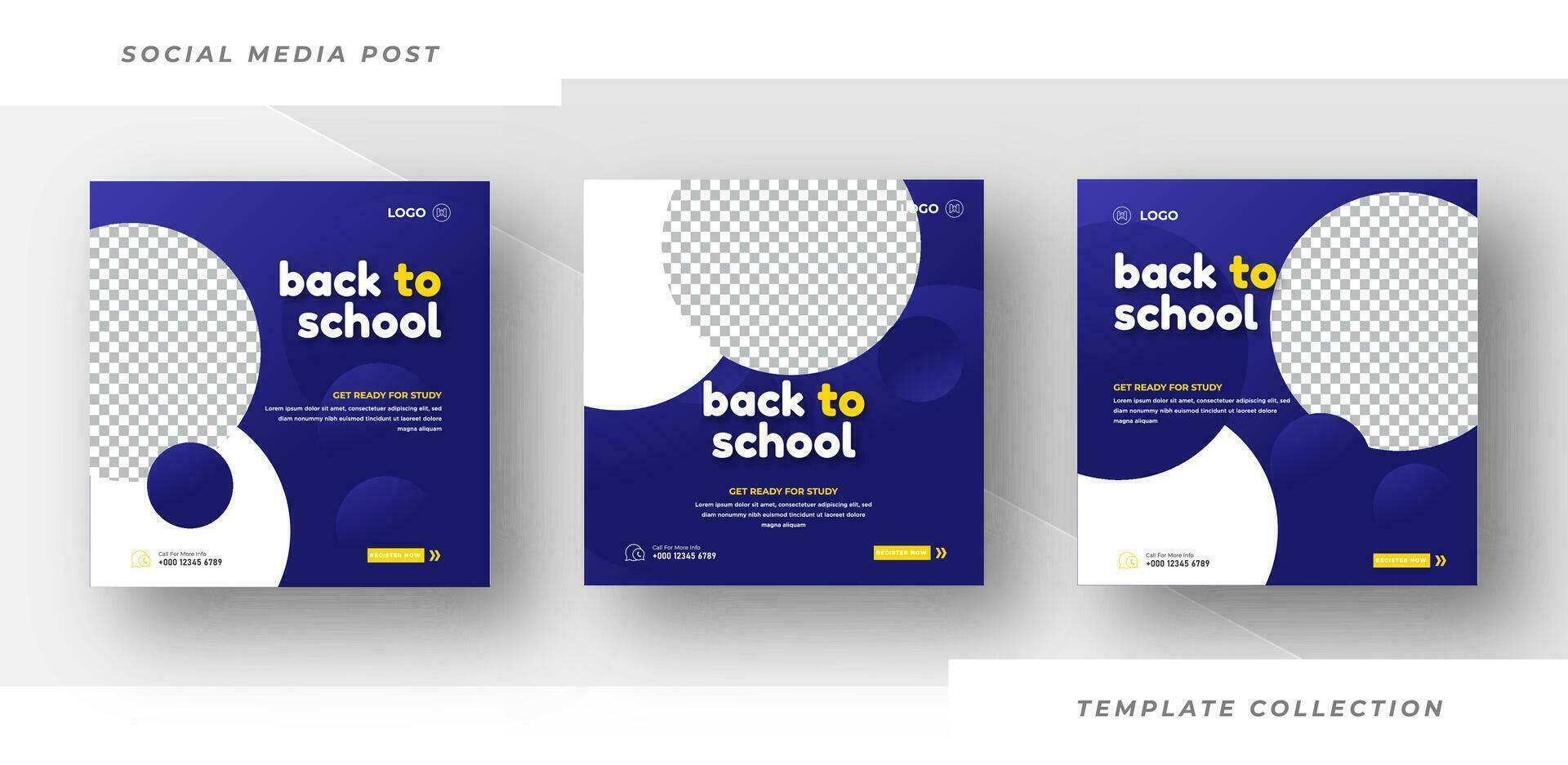 Back to school admission promotion template design, School admission social media post banner design squares background education. Pro Vector