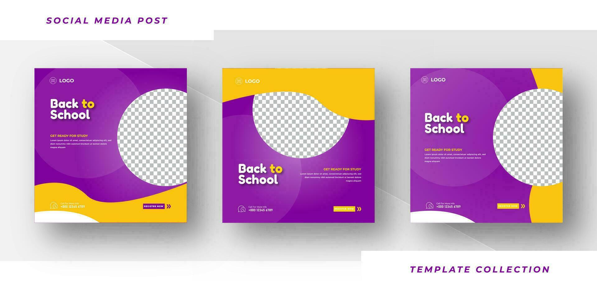 Back to school admission promotion template design, School admission social media post banner design squares background education. Pro Vector