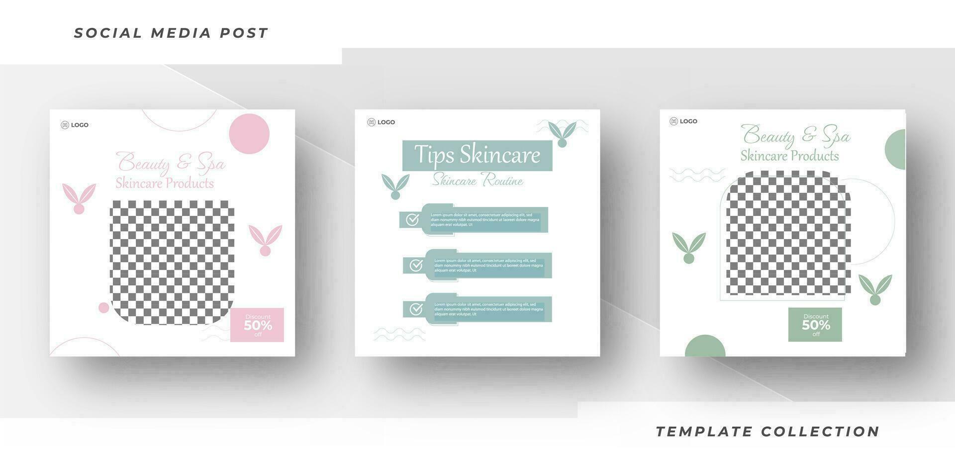 Beauty and spa skincare Makeup Salon square banner collection Square Flyer Template Design. Pro Vector