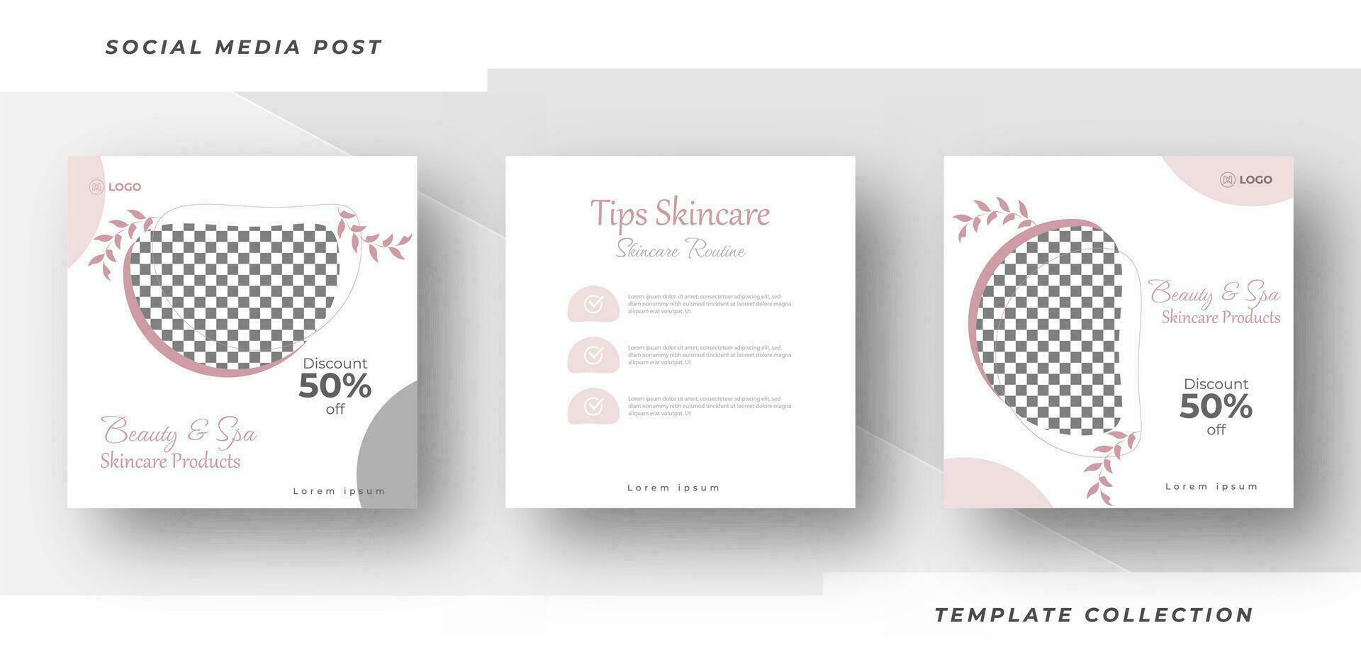 Beauty and spa skincare Makeup Salon square banner collection Square Flyer Template Design. Pro Vector