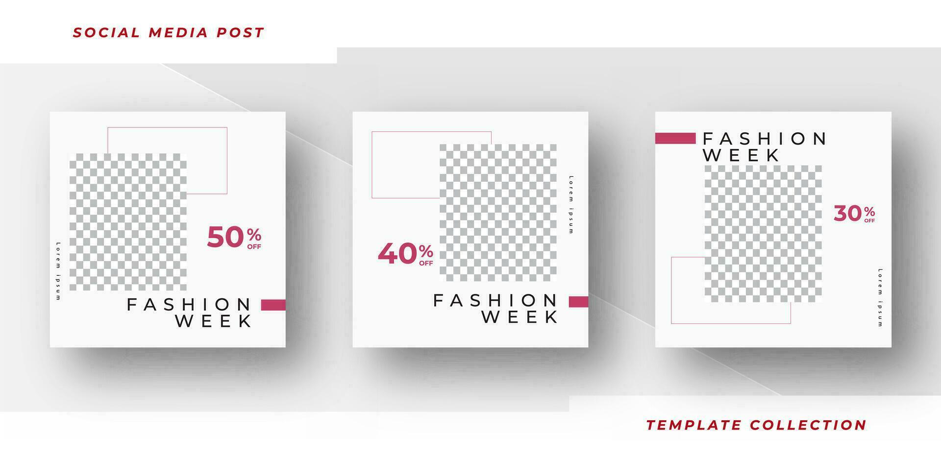 Fashion week collection Minimalist of editing square banner social media post advertising headline text here templates. Pro Vector