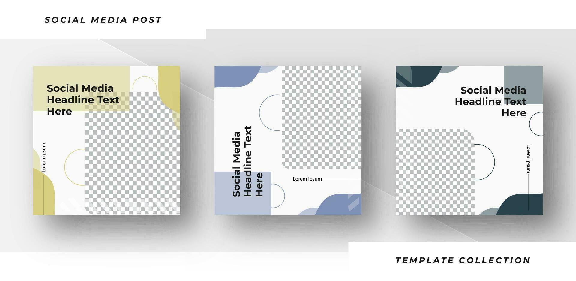 Creative collection Minimalist of editing square banner social media post advertising headline text here templates. Pro vector