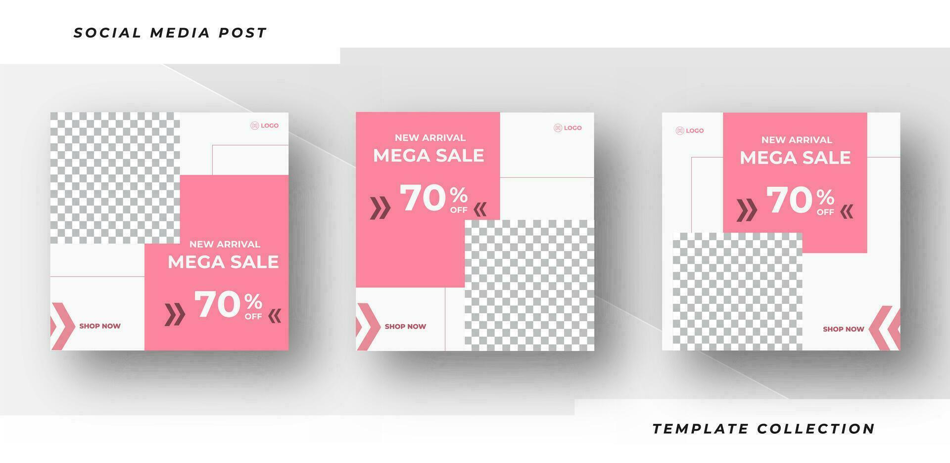 New arrival Mega sale offer social media post template promotion banner frame design Pro Vector