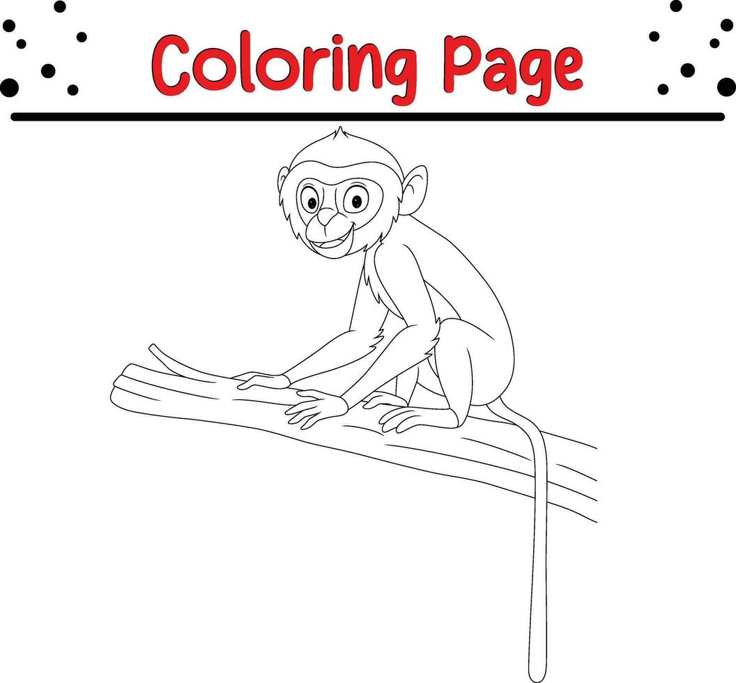 Cute monkey coloring page for kids vector