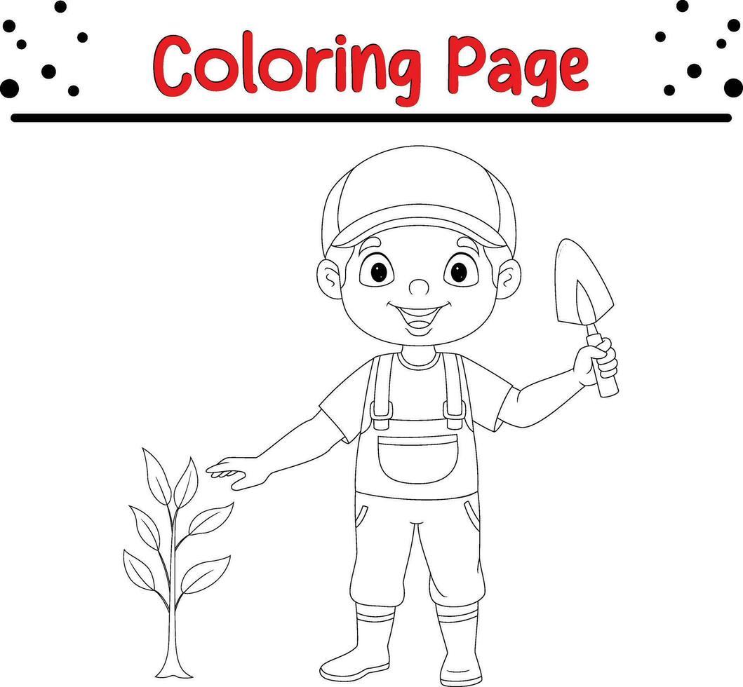 cowboy coloring page for kids vector