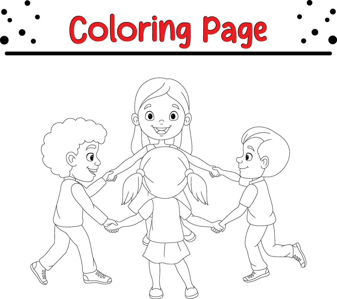 happy little kids coloring page vector