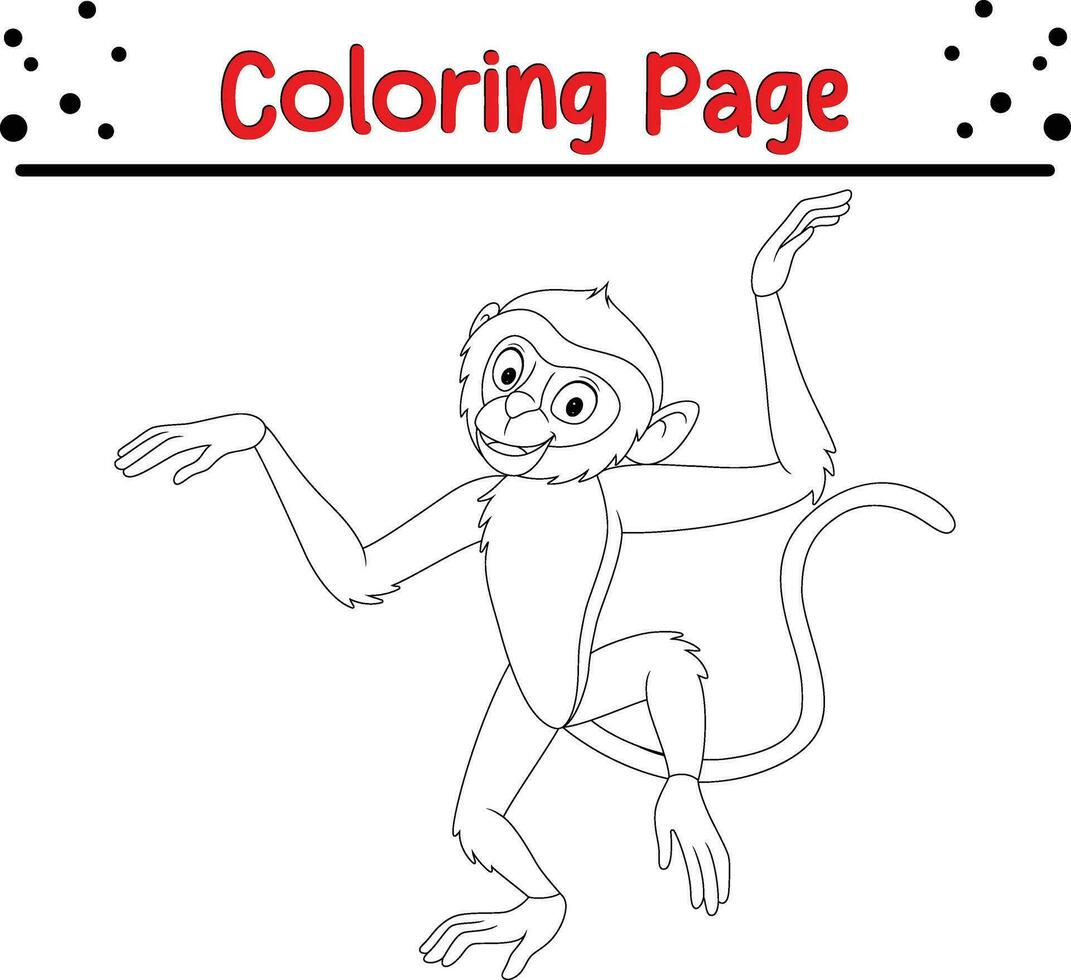 linda mono colorante página para niños vector