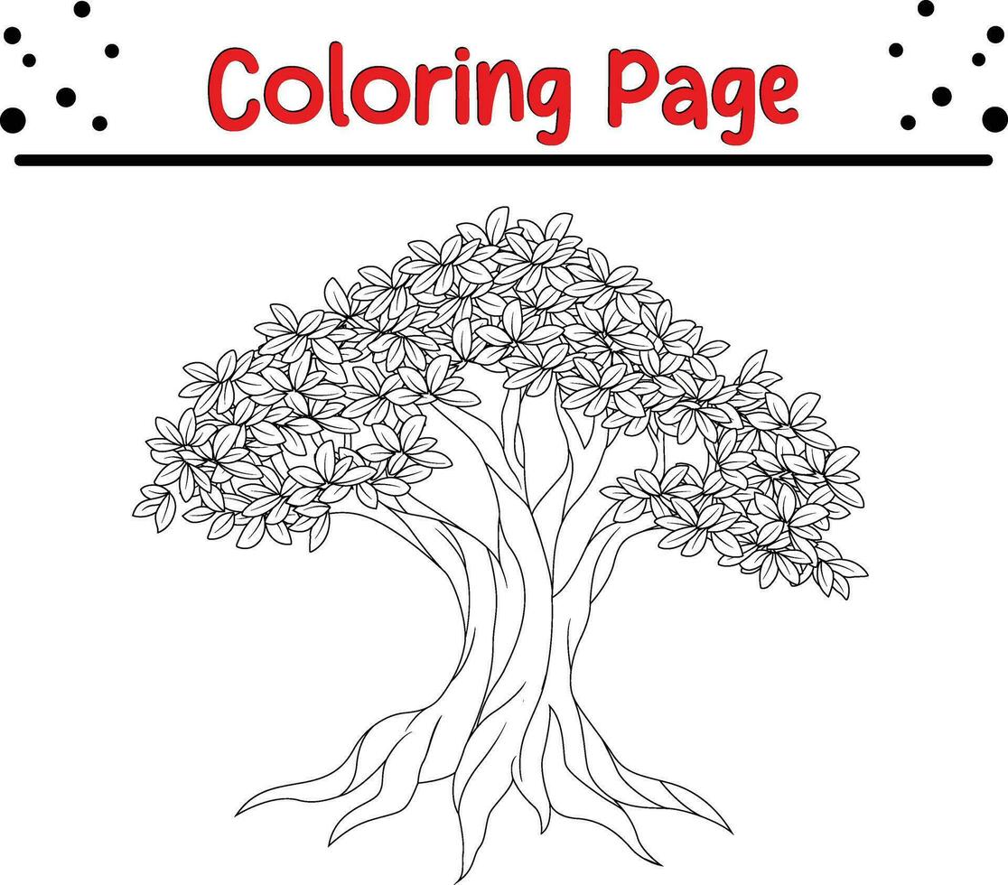 tree coloring page. nature coloring book page vector