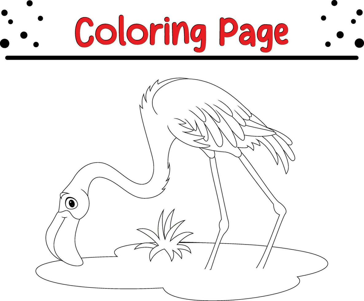 flamingo coloring page for kids vector