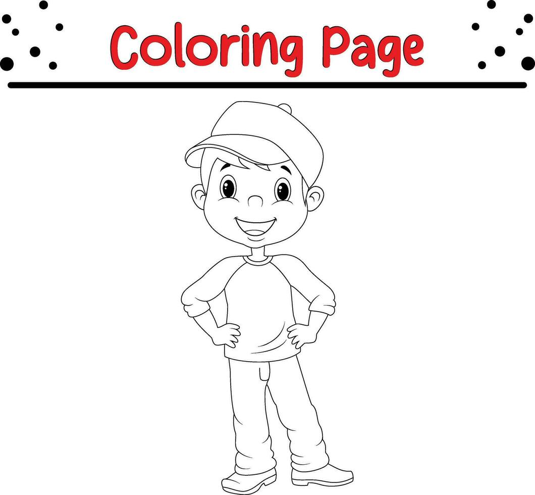 happy little kids coloring page vector