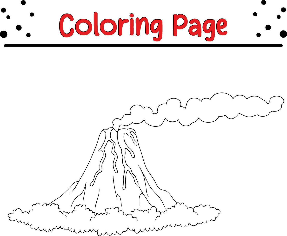 volcano island erupting with lava coloring page vector
