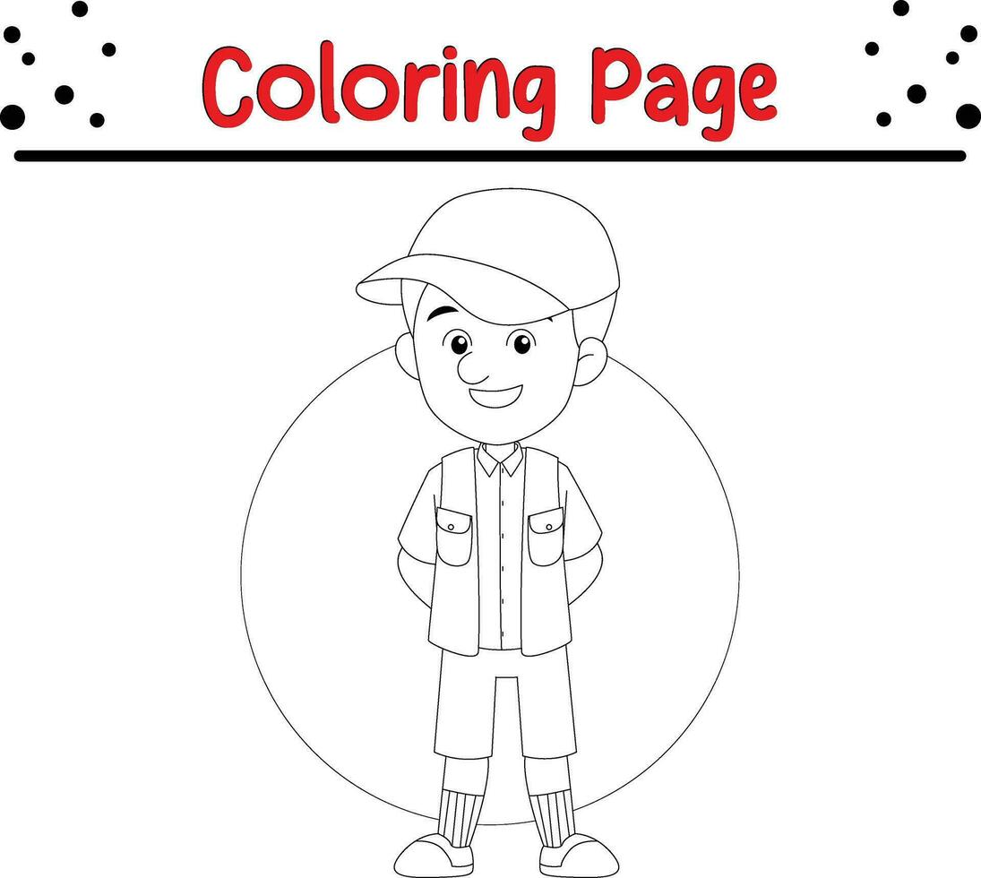 happy little kids coloring page vector