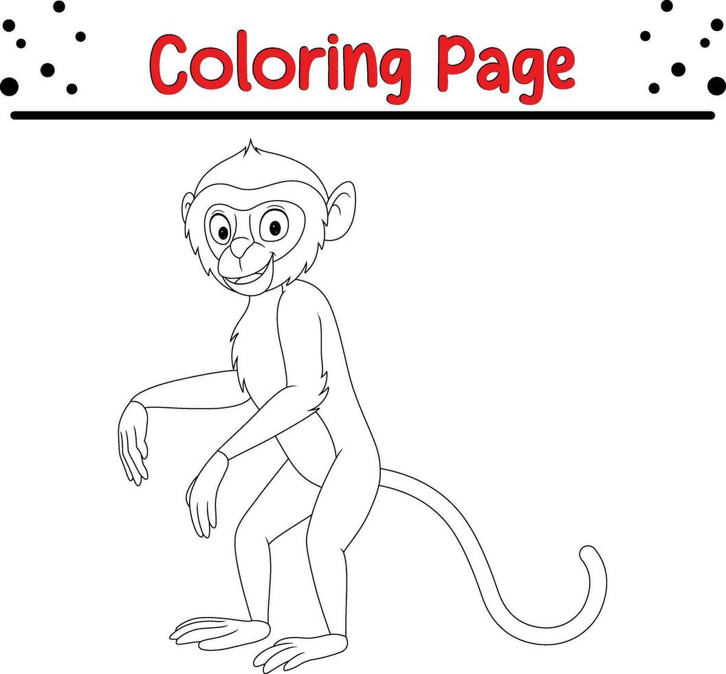 Cute monkey coloring page for kids vector