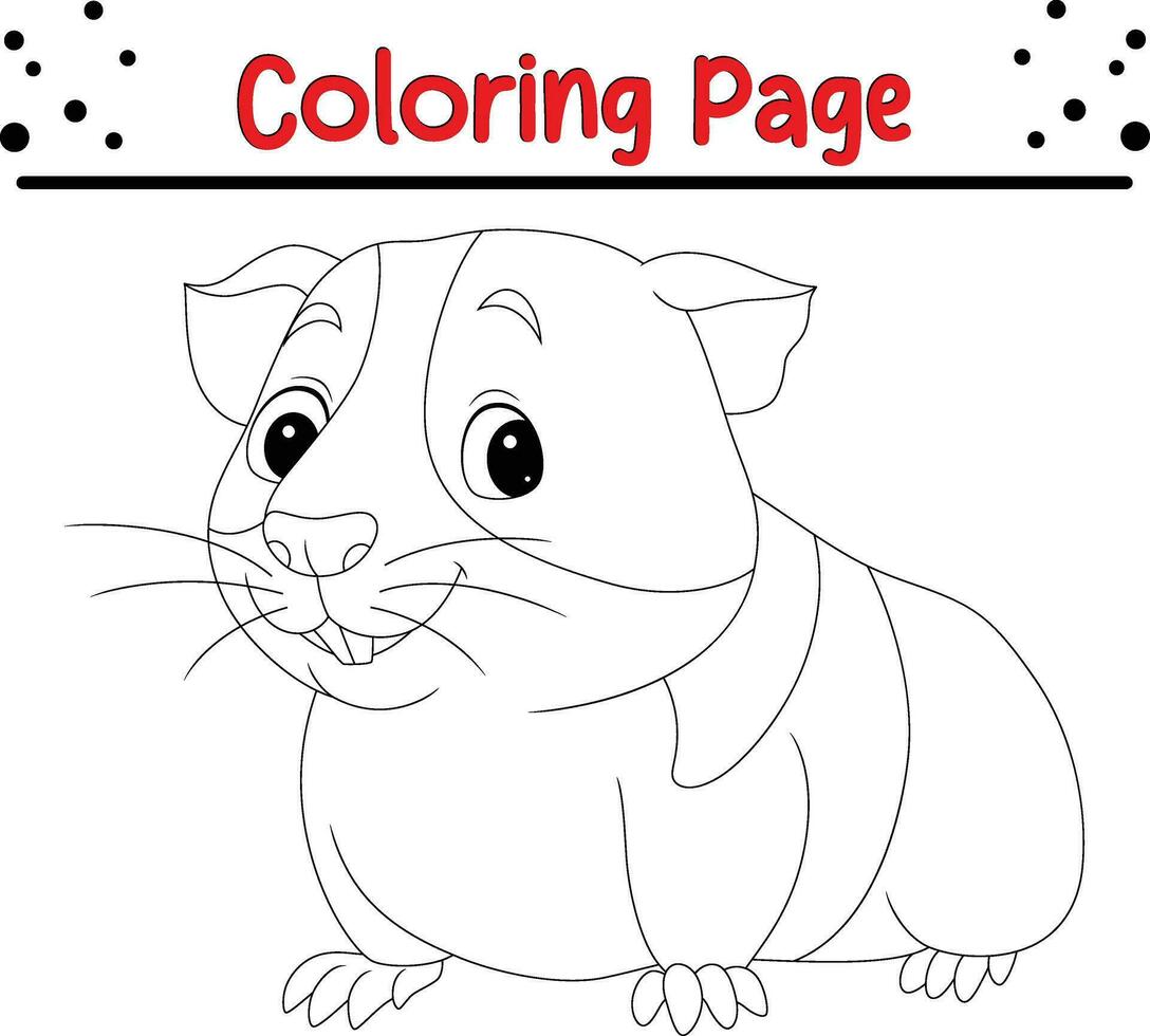 linda Guinea cerdo colorante página para niños vector