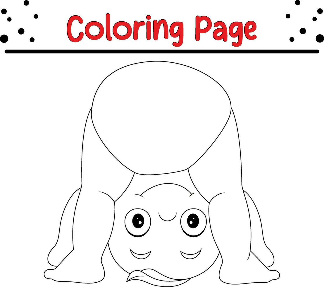 baby boy playing upside down coloring page vector