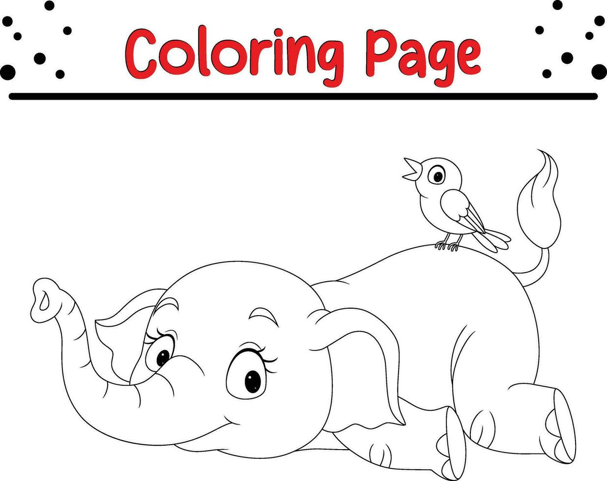 Cute Elephant coloring page for kids vector