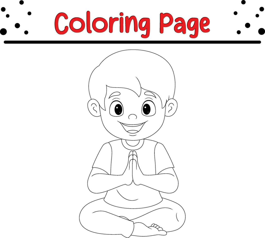 Little boy coloring page. coloring book page for kids vector