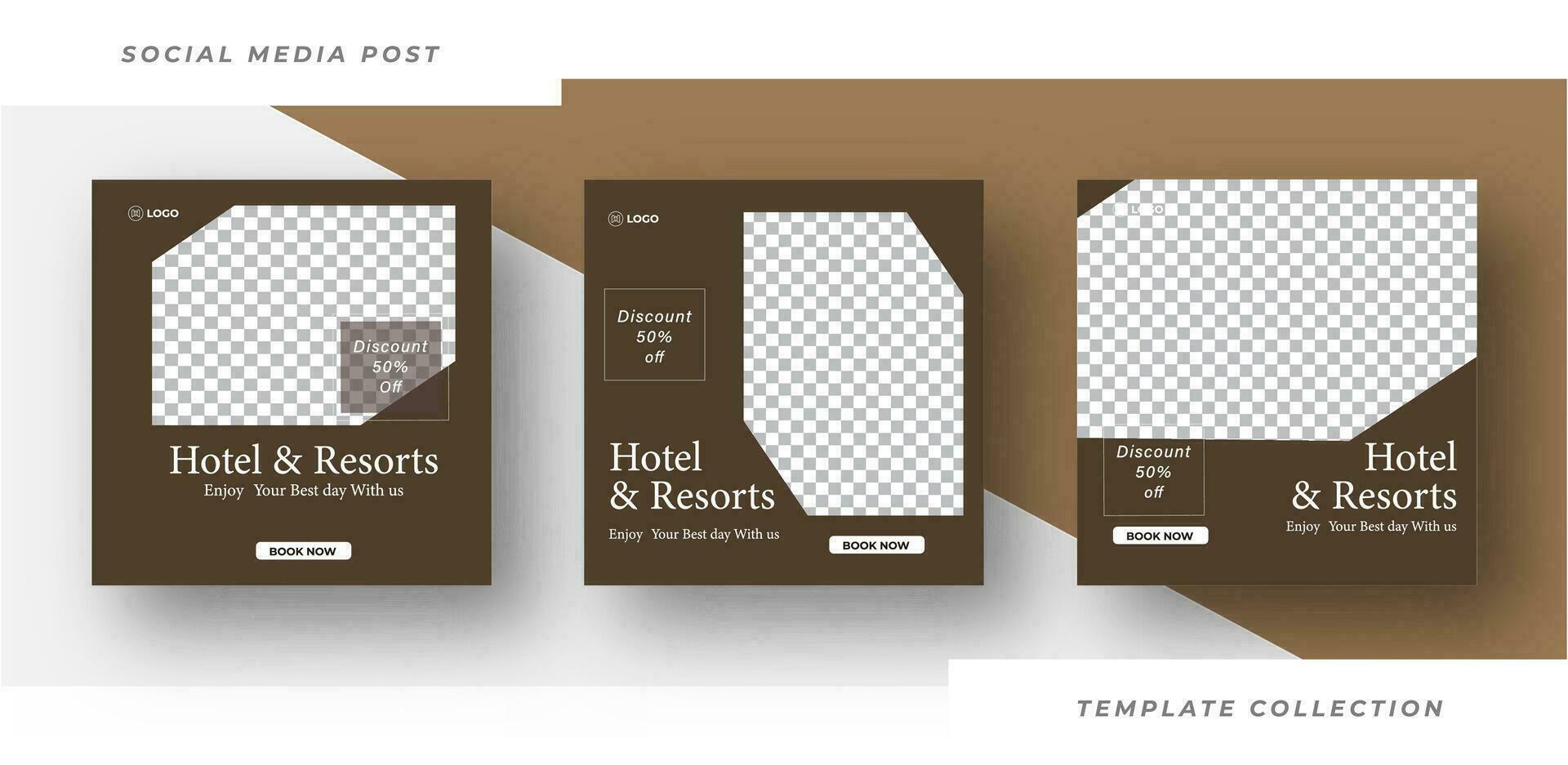 Hotel and resort for sale Social Media Post template design banner promotion banner frame design Pro Vector