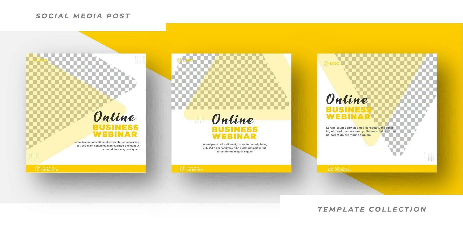 Online Webinar Social Media Post Set , Corporate Business Promotion Social Media Business conference Web Banner, Square Flyer Design Template. Pro Vector