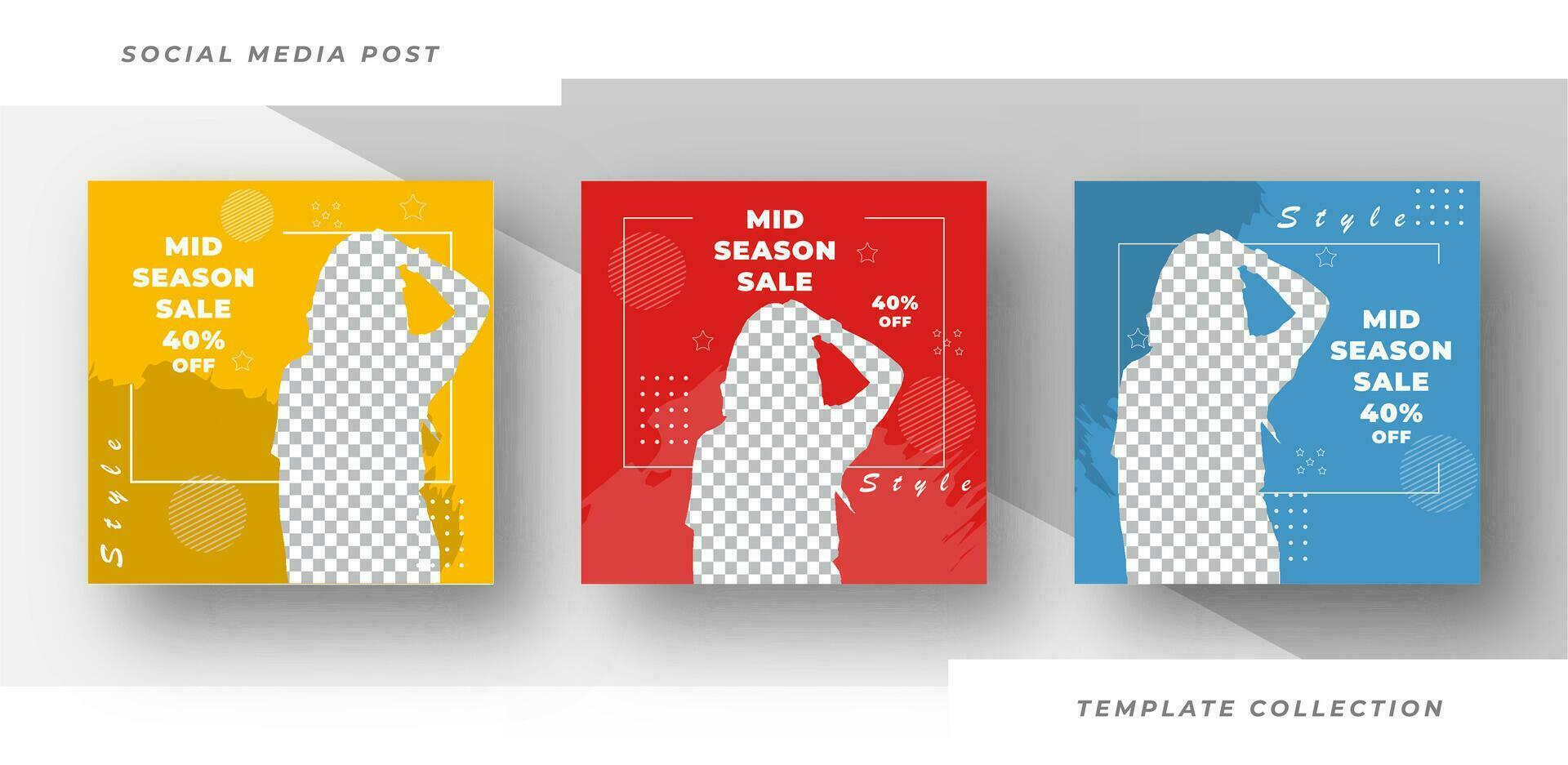 New Collection mid season sale post design template background Pro Vector