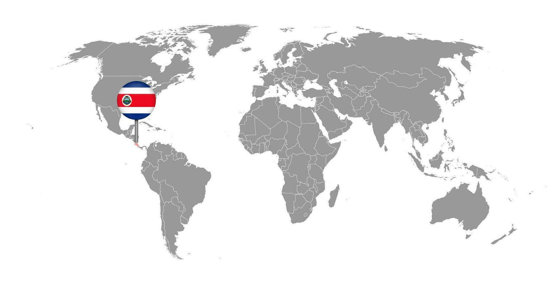 Pin map with Costa Rica flag on world map. Vector illustration.