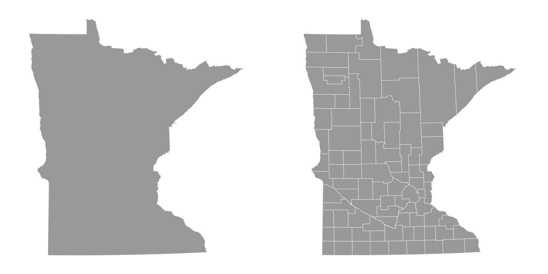 Minnesota state gray maps. Vector illustration.