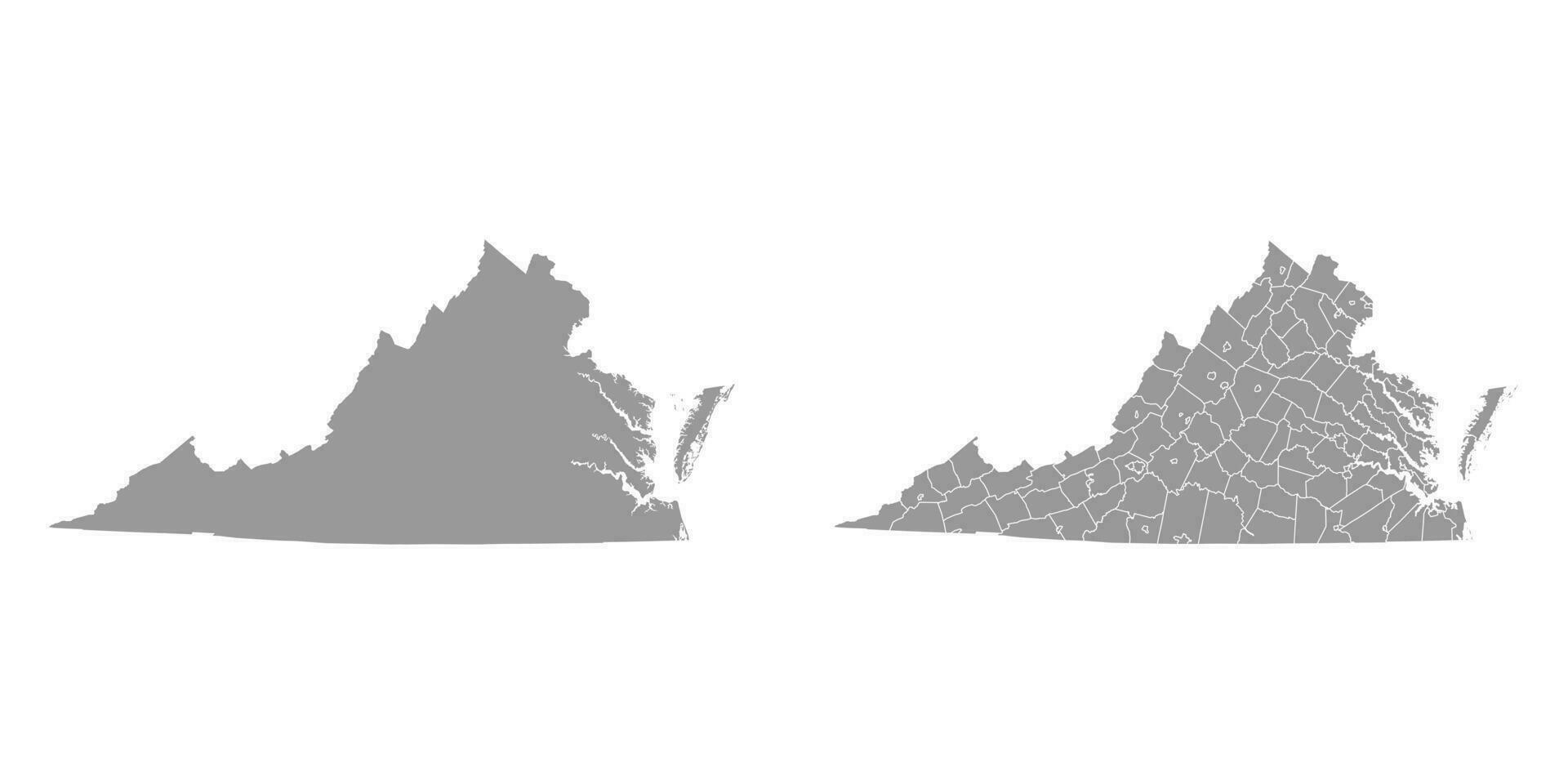 Virginia estado gris mapas vector ilustración.