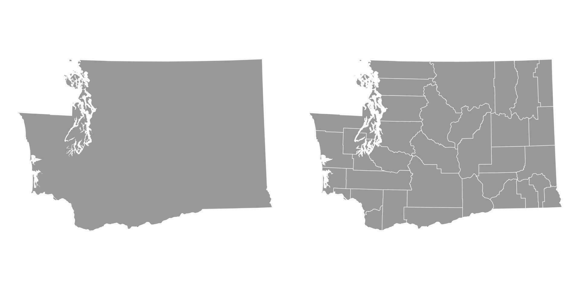 Washington state gray maps. Vector illustration.