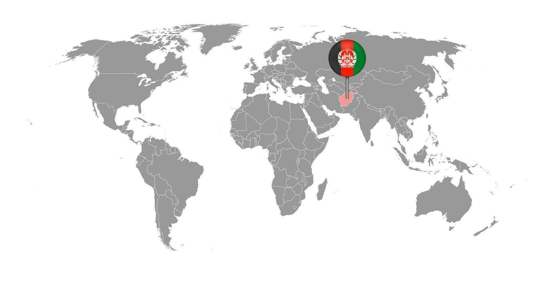 Pin map with Afghanistan flag on world map.Vector illustration. vector