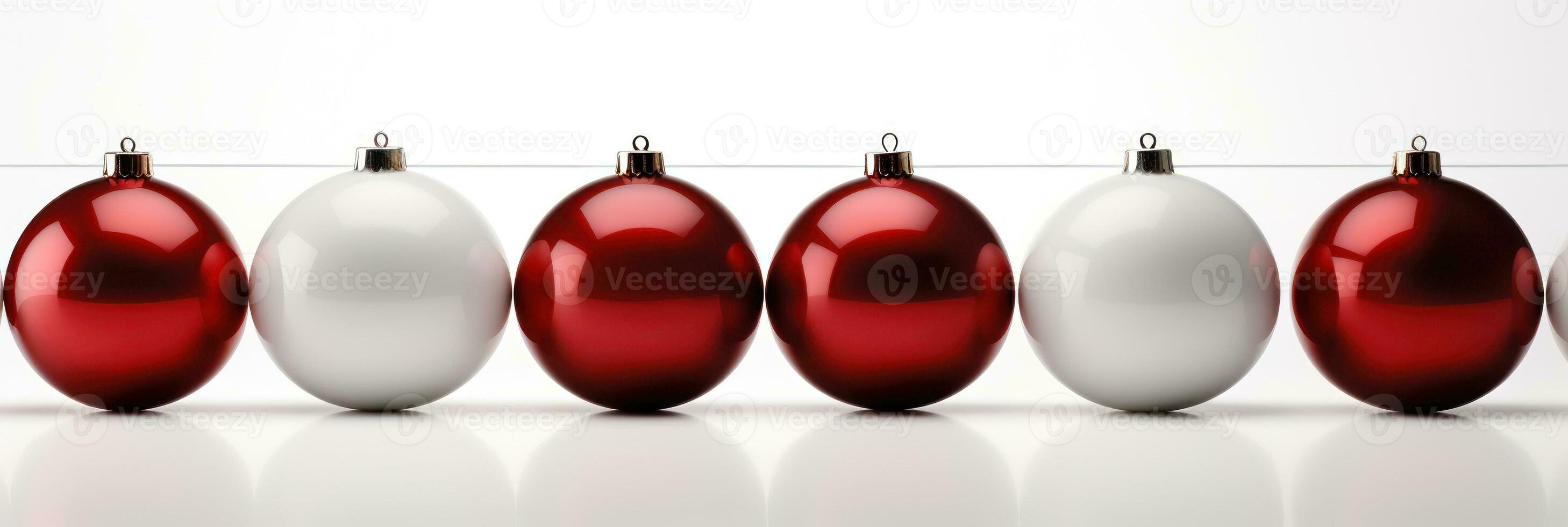 christmas baubles in the snow, holiday balls hanging, christmas background, ai generative photo