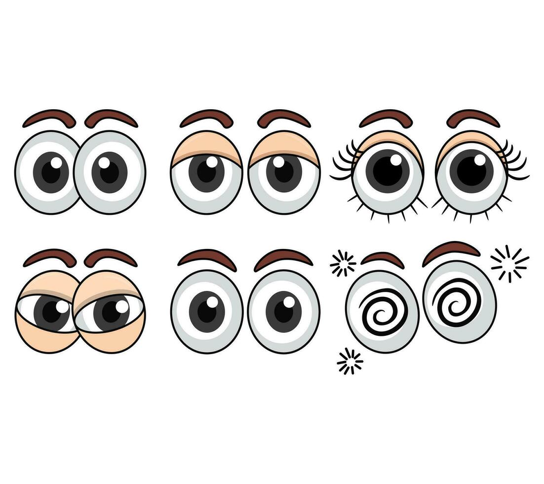 Cartoon eyes expression on white background illustration vector