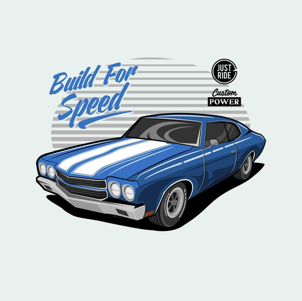 Classic Car Blue Build For Speed vector