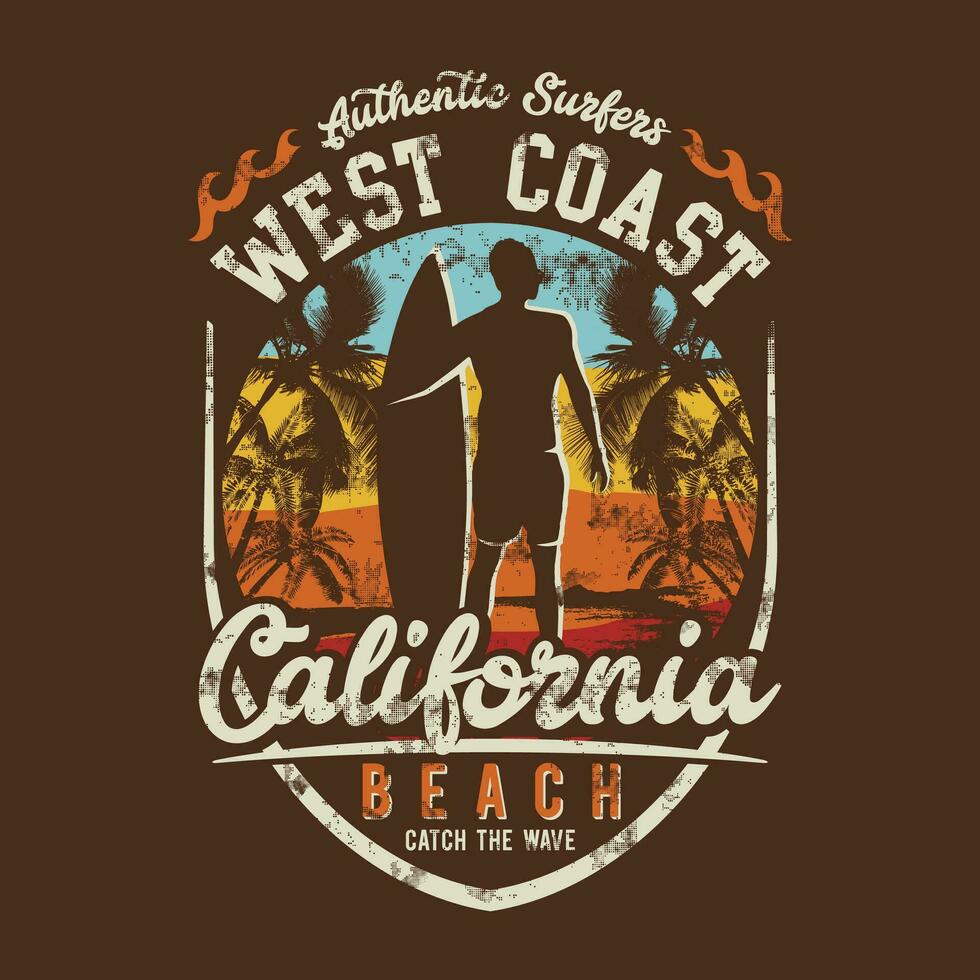 vector art west coast California beach