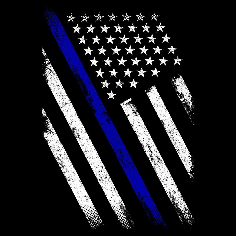 Thin Blue Line Police Flag vector