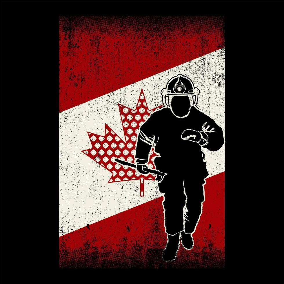 bombero bandera canadiense vector