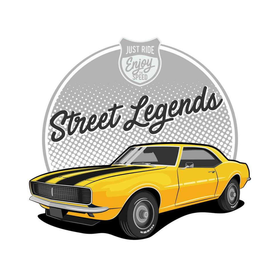 Classic Yellow Car with solid yellow color vector