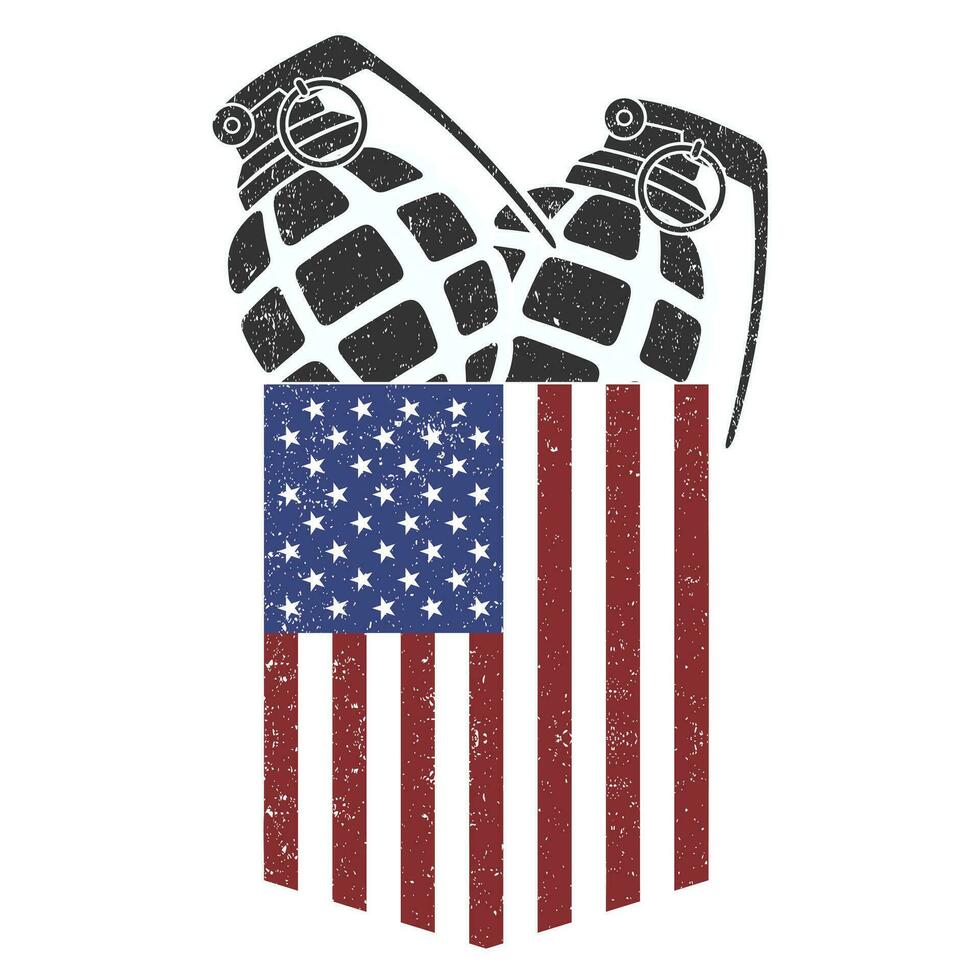 my pocket grenades and an american flag vector