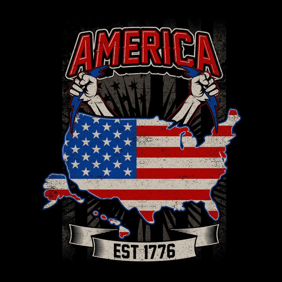 Illustration American Map Est 1776 vector