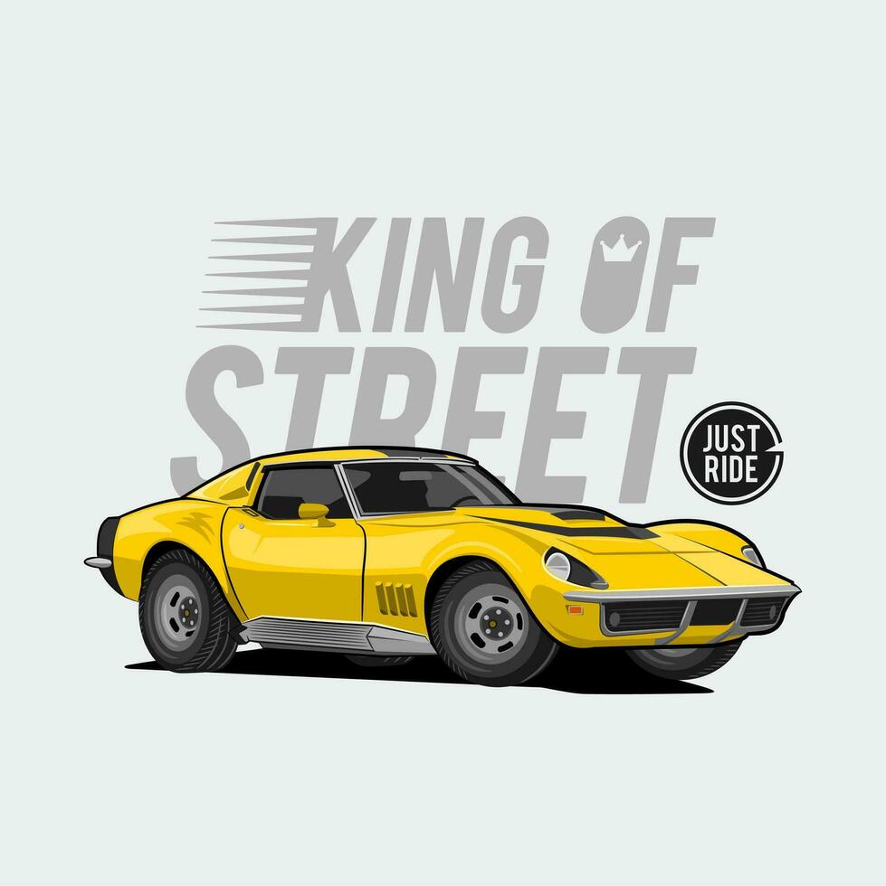 Illustration King Of Street The Yellow Car vector