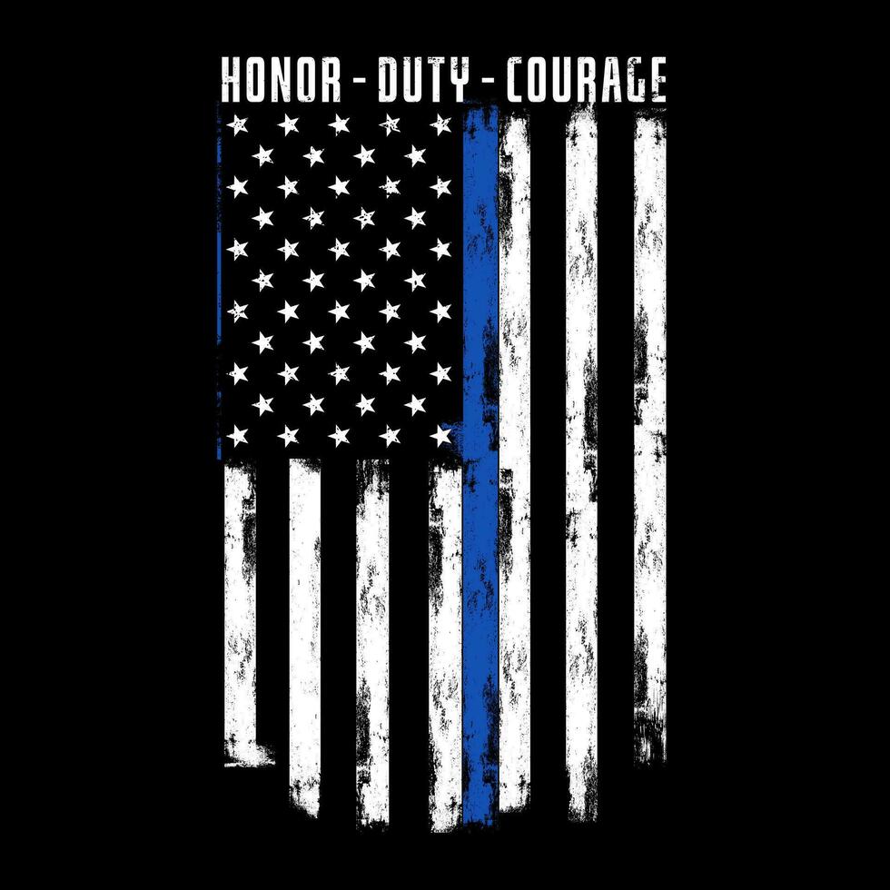 Thin Blue Line Honor Duty Courage vector