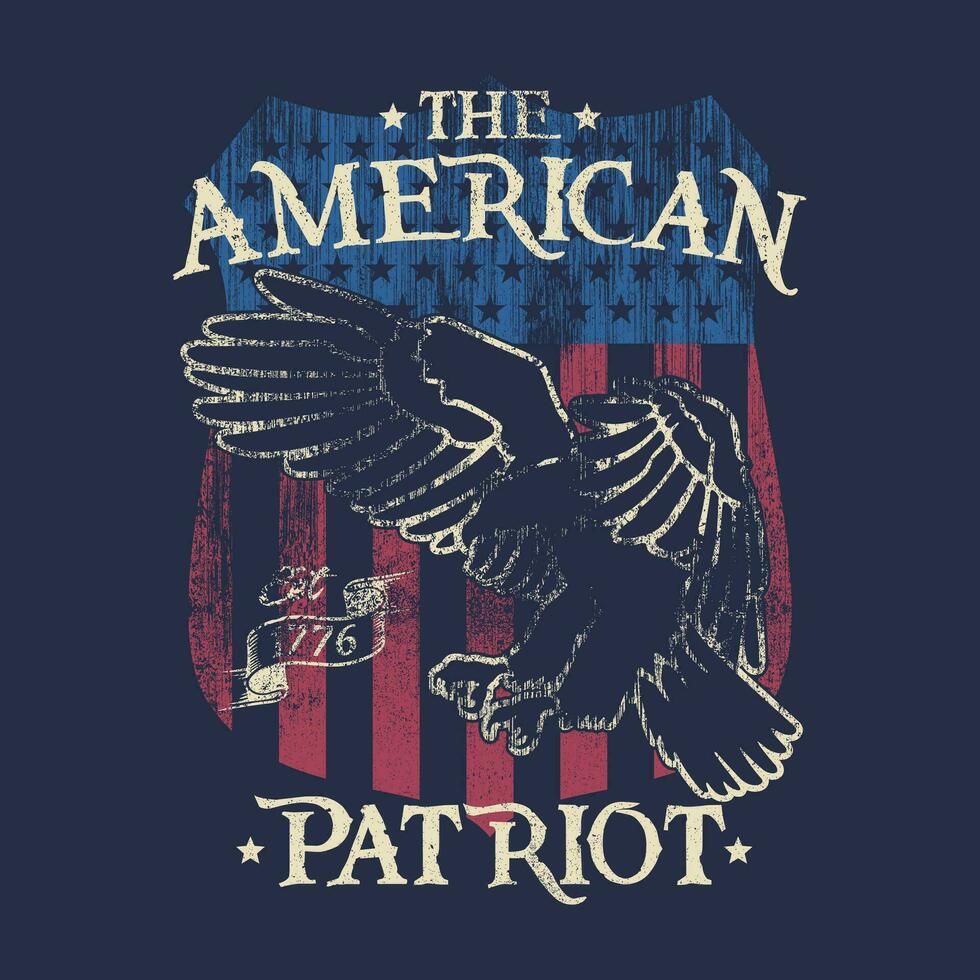 the american patriot with shield and eagle distressed vector