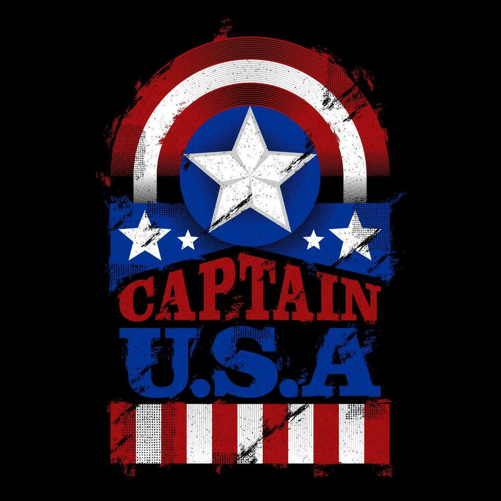 Captain USA Red White and Blue with Shield vector