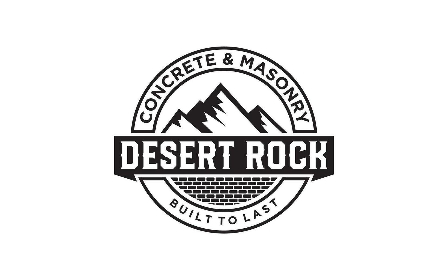 Vintage Mountain and Masonry brick wall construction logo template vector