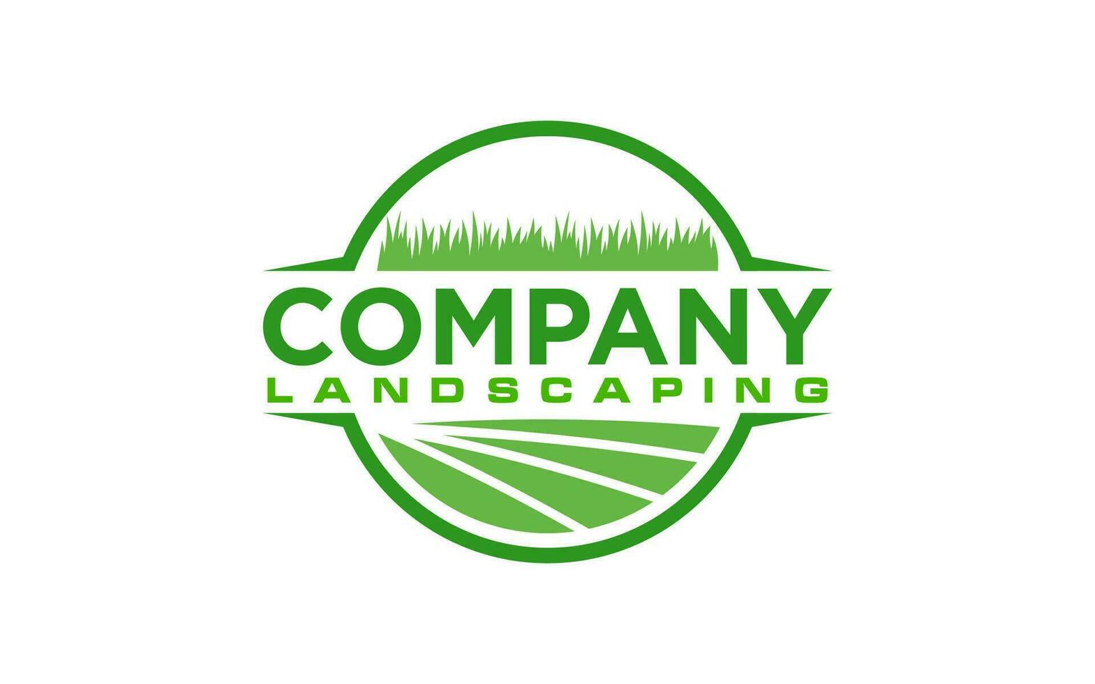 landscape logo for lawn or gardening business design template vector